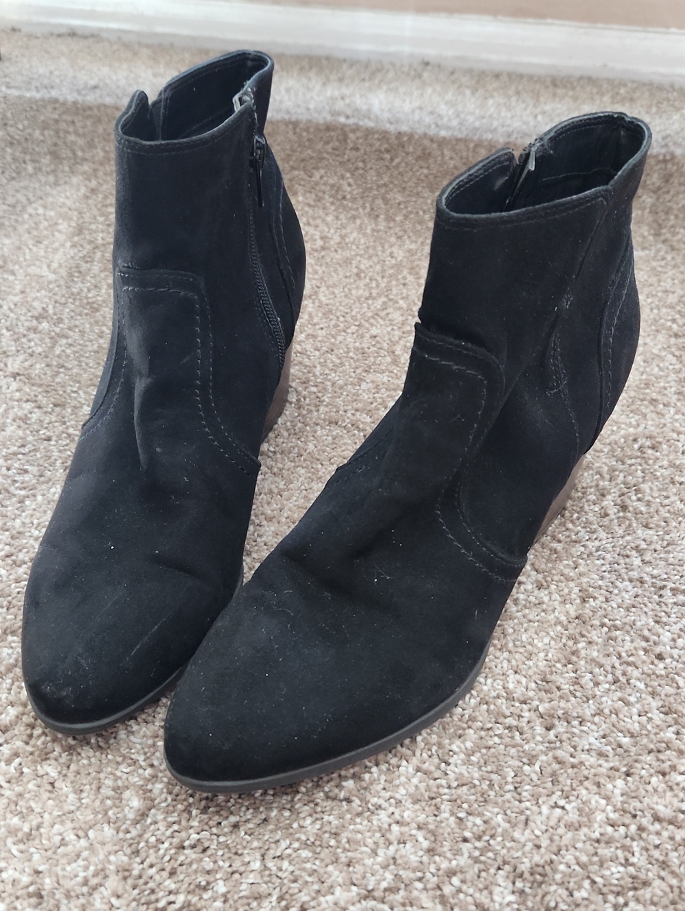 Women's Black Suede Side-Zip Ankle Booties